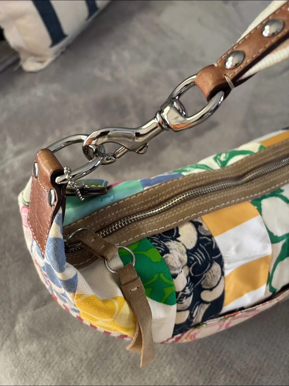 Coach Colorblock Shoulder Hobo Bag Tag Key Fob - Yellow, White, Green, Blue